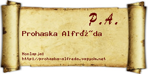 Prohaska Alfréda névjegykártya